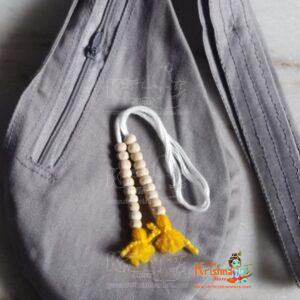 Gray Colour Khadi Cotton Japa Bead Mala Bag