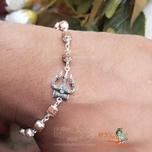 Rudraksha Silver Shiva Trishul Bracelet