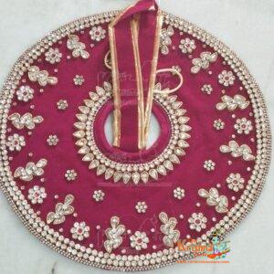 Maroon red kundan work  velvet Designer Dress - 7,8,9  Number