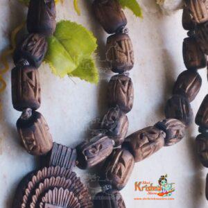 Radha Carved Tulsi Locket Traditional Design Mala