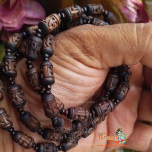 Ram Ram Carved Tulsi Beads Mala Two Round
