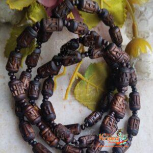 Ram Ram Carved Tulsi Beads Mala Two Round