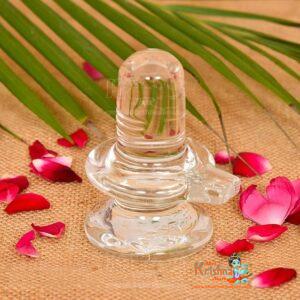Sphatik Shivling for Home Pooja Decorative Showpiece - (Crystal, White)