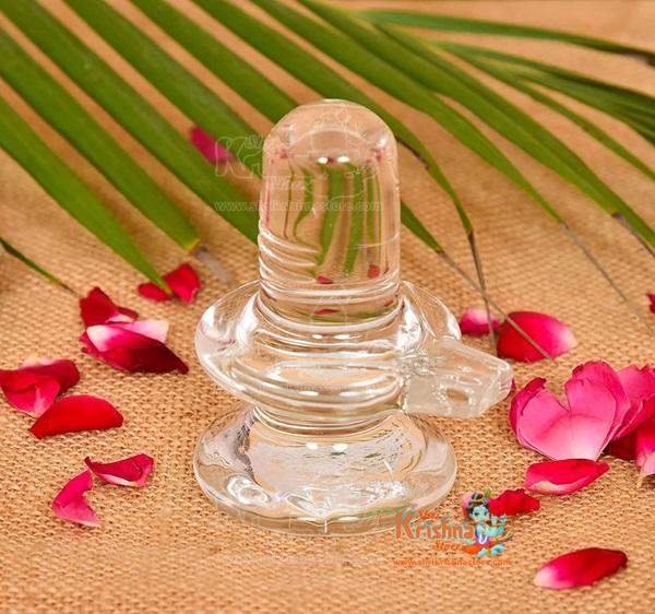 Sphatik Shivling for Home Pooja Decorative Showpiece - (Crystal, White)