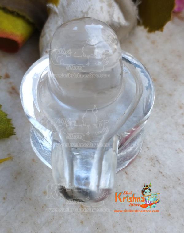 Sphatik Shivling for Home Pooja Decorative Showpiece - (Crystal, White)