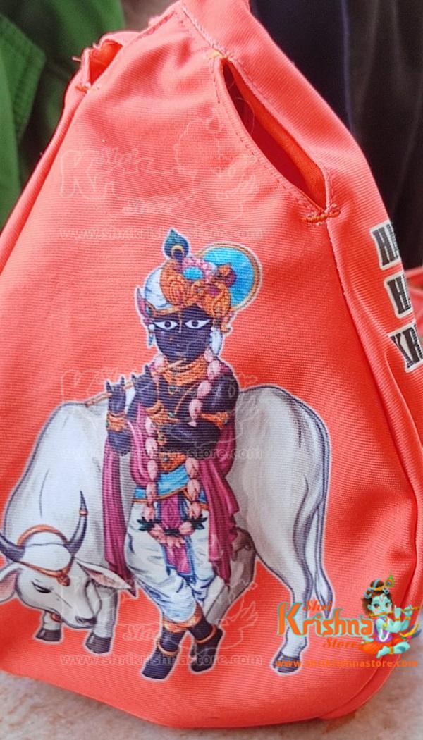 Banke Bihari Ji With Cow Design Japa Bead Bag