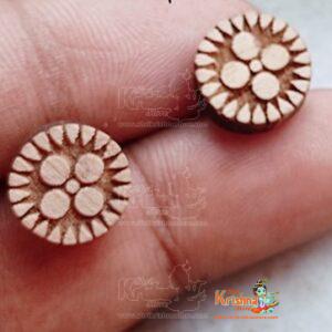 Beautiful Designed Flower Carved Circle Shaped Tulsi Studs