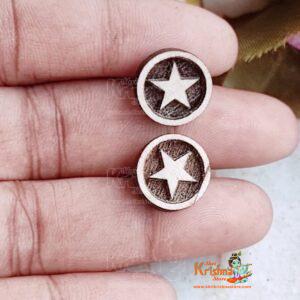 Star Marked Circle Shaped Tulsi Earrings Studs Set