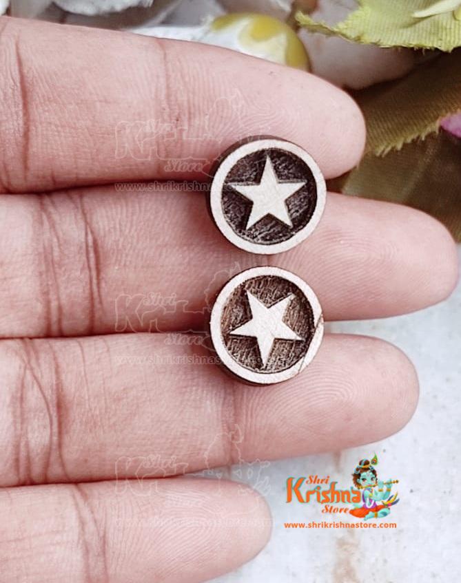 Star Marked Circle Shaped Tulsi Earrings Studs Set