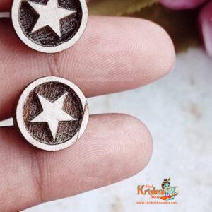 Star Marked Circle Shaped Tulsi Earrings Studs Set
