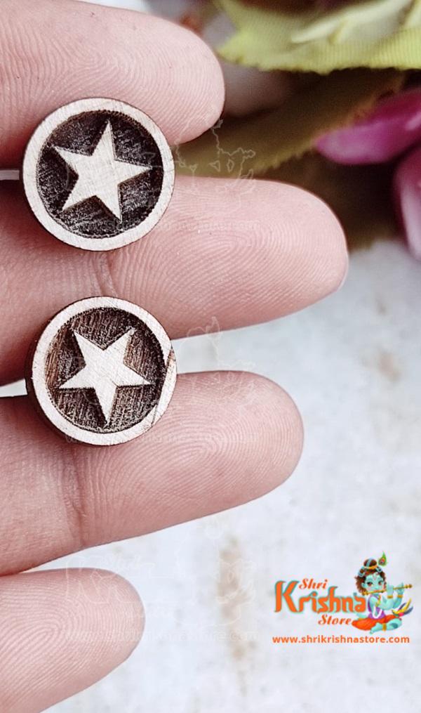 Star Marked Circle Shaped Tulsi Earrings Studs Set