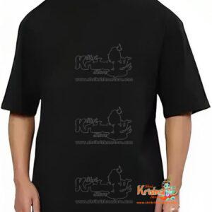 Lord Krishna Morpankh Oversize Printed Black Tshirt