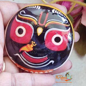 Painted Jagannath Shaligram - Sacred Jagan nath Hindu Deity Stone for Worship