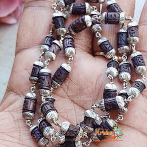 Radhey Carved Silver Tulsi Beads Kanthi Neck Mala