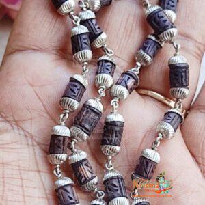 Radhey Carved Silver Tulsi Beads Kanthi Neck Mala