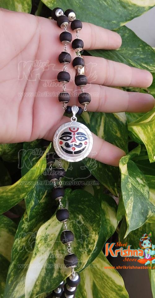 Shree Salasar Balaji 54 Tulsi Beads With Silver Capping Mala