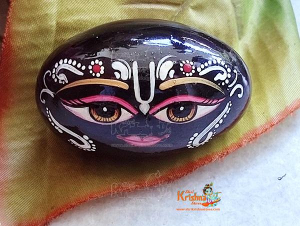 Decorated Shaligram, Painted Krishna Shaligram