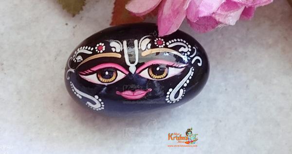 Decorated Shaligram, Painted Krishna Shaligram