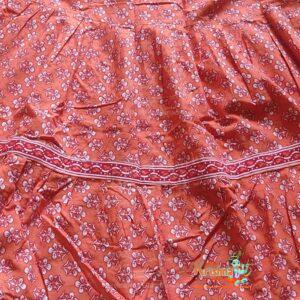 Carrot Reddish Orange Colour Flower Design Gopi Skirt For Devotees