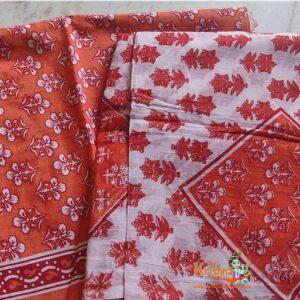 Carrot Reddish Orange Colour Flower Design Gopi Skirt For Devotees