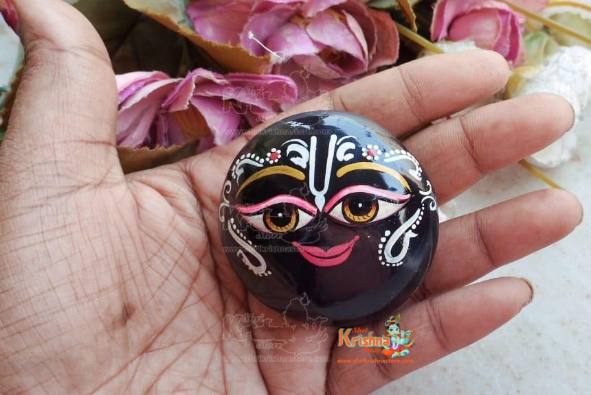 Hand Painted Shaligram Krishna Original Stone – Premium