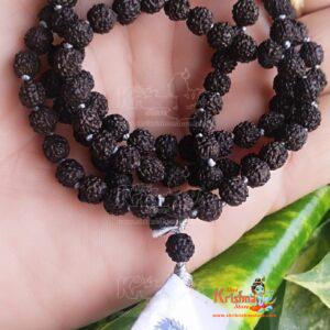 Certified 5 Mukhi Black Rudraksha Mala 5mm Beads for jap and Neck