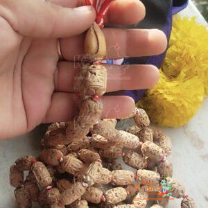 Krishna Carved Tulsi 108+1 Beads Japa Mala With Krishna Digital Bead Bag