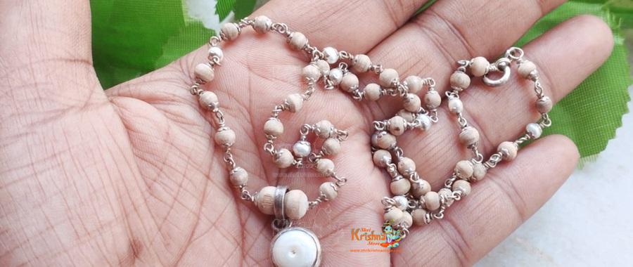 Pure Silver White Pearl Moti Pendant Mala