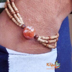 Crystal Stone With Pure Tulsi Triple Layer Bracelet