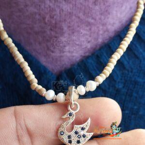 Swan/Duck Silver Locket Pendant Necklace Kanthi Tulsi Mala