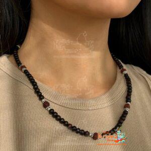Pure Round Beads Shyama Tulsi Mala with Rudraksha Beads