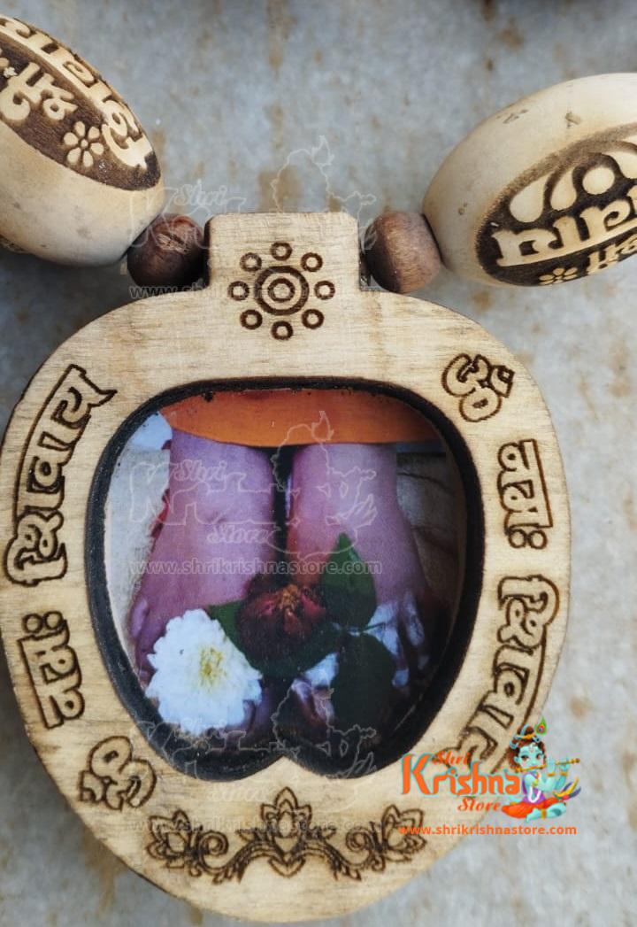 Guru Charan Tulsi Locket Mala with Om Namah Shivay Carving Beads