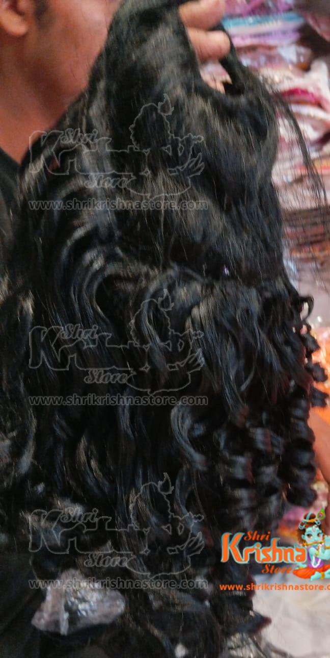 Black Curly Kesh with Attached Head Piece for Laddu Gopal Big Size 22 no.