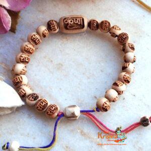 Krishna Carved Tulsi Beads Bracelet