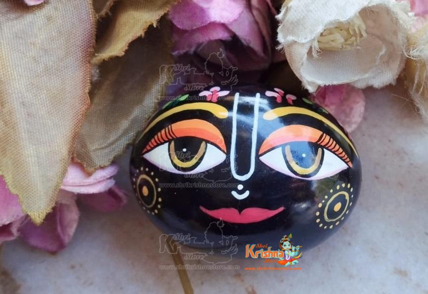 Small Laddu Gopal Shaligram Hand Painted