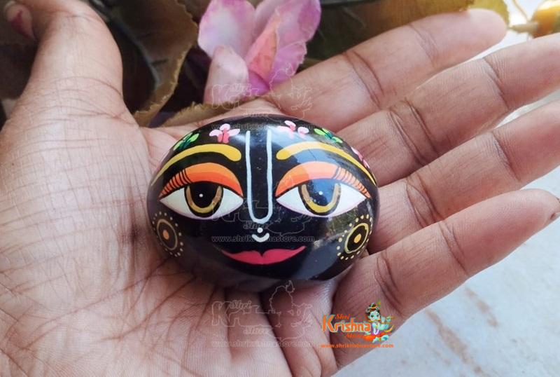 Small Laddu Gopal Shaligram Hand Painted