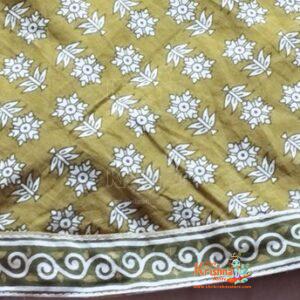 Mehndi Colour Printed Cotton Gopi Skirt – Traditional Indian Apparel