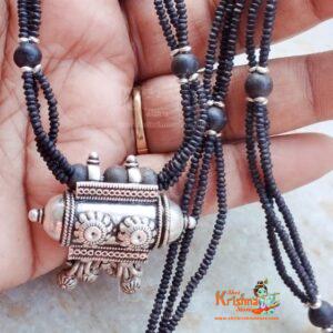 Pure Tulsi Kanthi necklace Mala With Silver Narasimhadev Kavacha Pendent