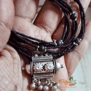 Pure Tulsi Kanthi necklace Mala With Silver Narasimhadev Kavacha Pendent