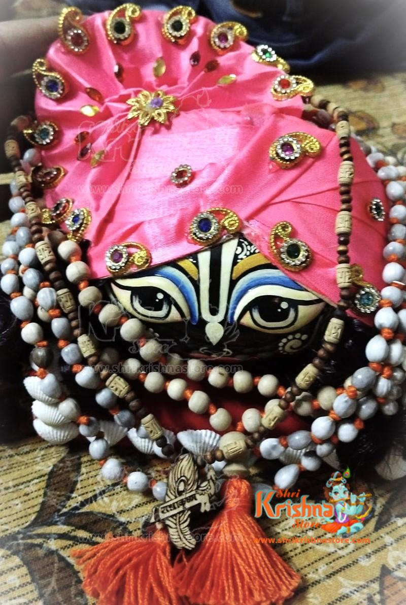 Exquisite hand-painted Laddu Gopal Shaligram with Shringar, perfect for adorning your temple. Ideal for spiritual rituals and enhancing devotion.