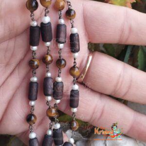 Silver and white Moti with Tiger Ball Mala