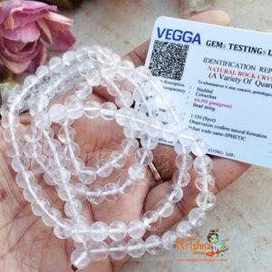 A 100% Original Certified Natural Rock Crystal Sphatik Rosary Mala is a spiritual accessory made from high-quality, natural Sphatik (rock crystal).