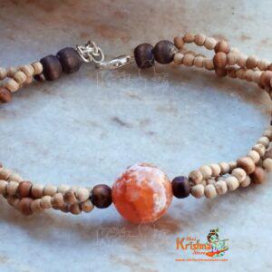 Crystal Stone With Pure Tulsi Triple Layer Bracelet