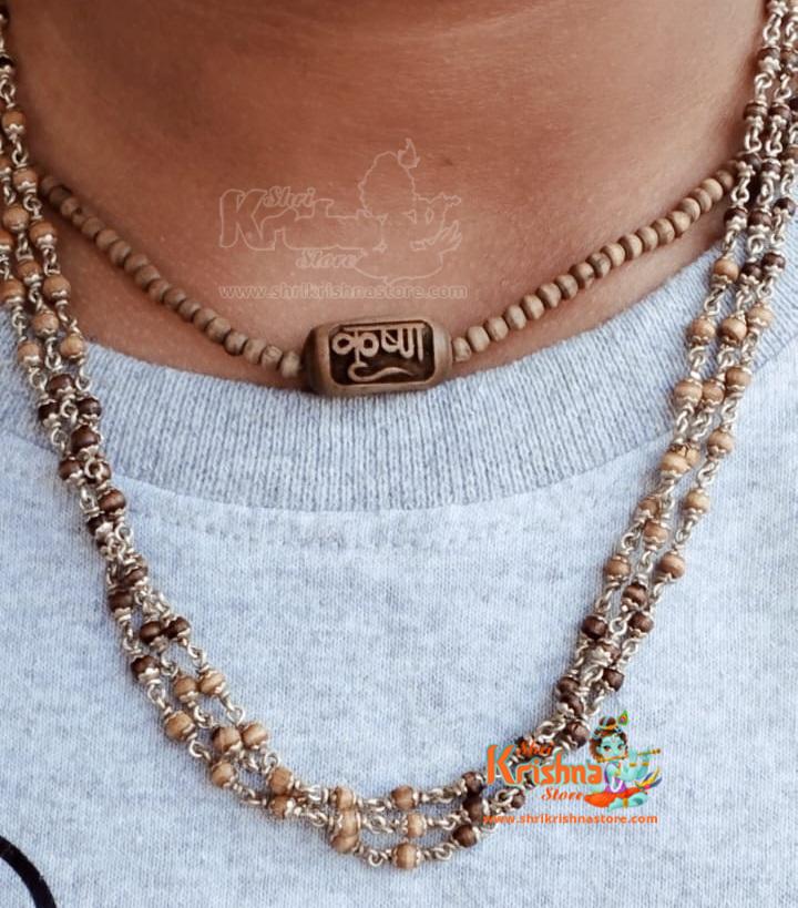Shyma Tulasi Beads Silver 3 Layer Kanthi Mala – Premium