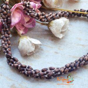 Three Round Twisted Shyama Tulsi Mridang Kanthi Mala for Neck