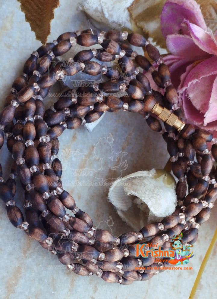 Three Round Twisted Shyama Tulsi Mridang Kanthi Mala for Neck