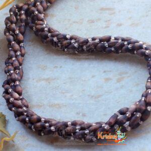 Three Round Twisted Shyama Tulsi Mridang Kanthi Mala for Neck