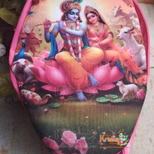 Radha Krishna With Cow Japa Jholi Bead Bag Three Side Painted