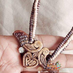 Radha Peacock Pendant Triple Layer Tulsi Kanthi Mala - Mangala sutra Pattern
