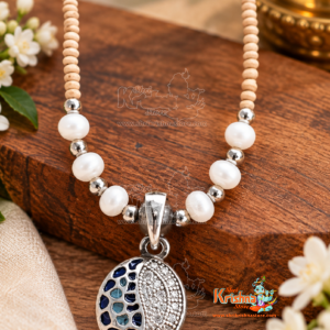 Pure Tulasi Mala with pearl and silver beads and  Silver Locket - Trendy / Classic